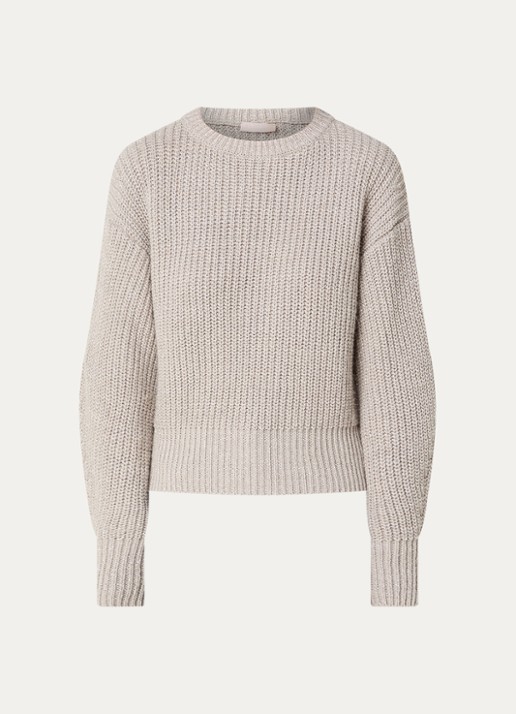 Liu Jo Grofgebreide trui in alpaca wolblend met lurex - voorkant 2 beige
