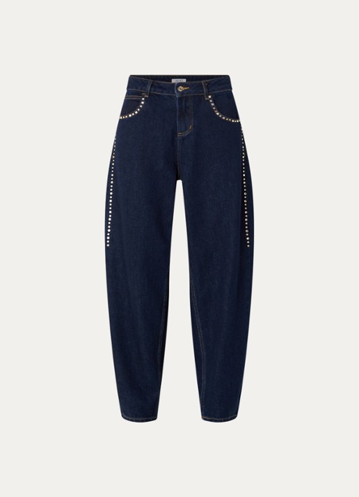 Liu Jo High waist balloon fit jeans met donkere wassing - voorkant 4 indigo