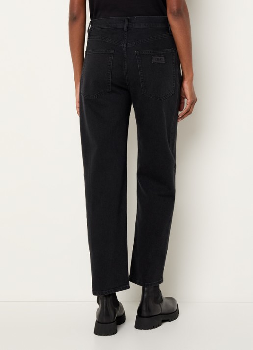 Liu Jo High waist cropped loose fit jeans met strass - achterkant 5 zwart