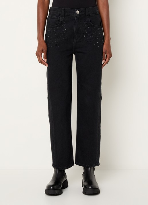 Liu Jo High waist cropped loose fit jeans met strass