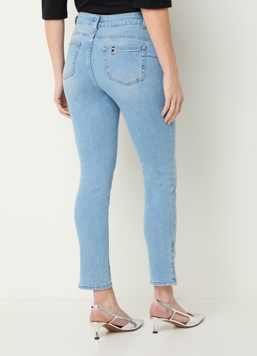 Liu Jo High waist cropped skinny jeans met lichte wassing - achterkant 5 indigo