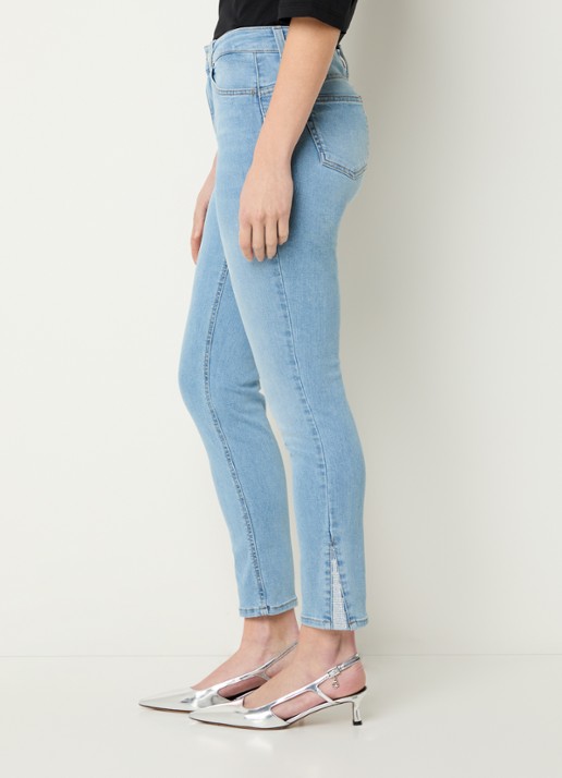 Liu Jo High waist cropped skinny jeans met lichte wassing - detail 4 indigo