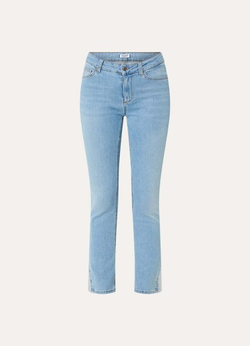 Liu Jo High waist cropped skinny jeans met lichte wassing - voorkant indigo