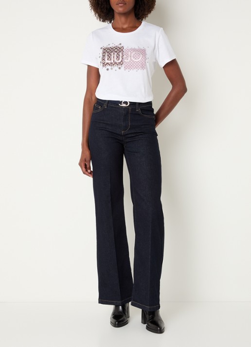Liu Jo High waist flared fit jeans met gekleurde wassing - voorkant 5 wit