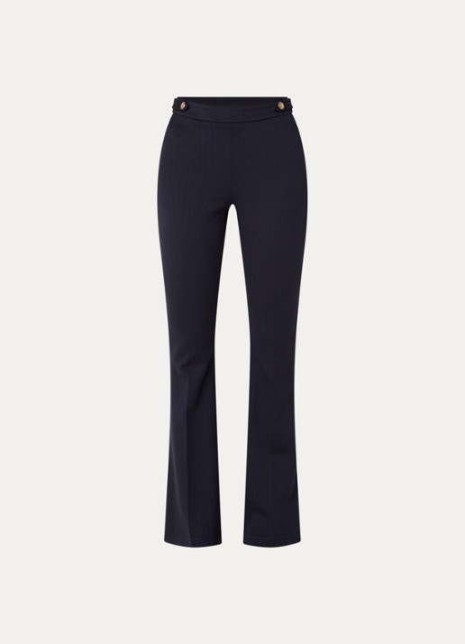 Liu Jo High waist flared fit pantalon met steekzakken - voorkant 3 donkerblauw