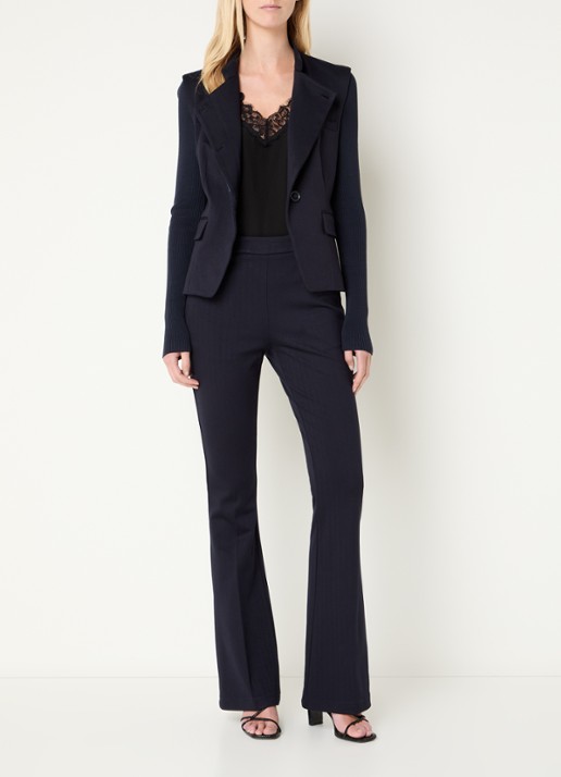 Liu Jo High waist flared fit pantalon met steekzakken - voorkant 4 donkerblauw