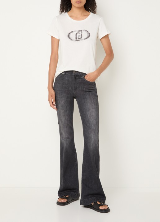 Liu Jo High waist flared jeans met gekleurde wassing - voorkant 5 antraciet