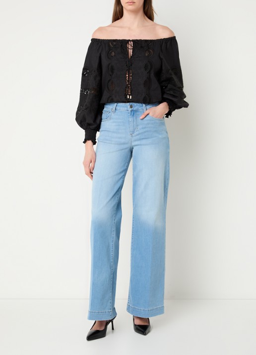 Liu Jo High waist flared jeans met medium wassing - voorkant 3 indigo