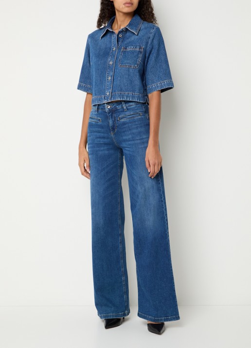 Liu Jo High waist flared jeans met medium wassing - voorkant 2 indigo