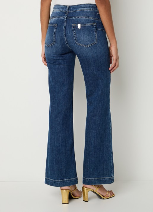 Liu Jo High waist flared jeans met medium wassing - achterkant indigo