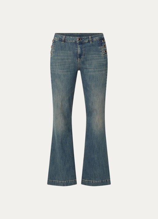 Liu Jo High waist flared jeans met steekzakken - voorkant 3 blauw