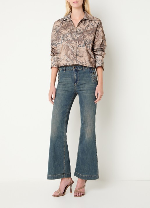 Liu Jo High waist flared jeans met steekzakken - voorkant 4 blauw
