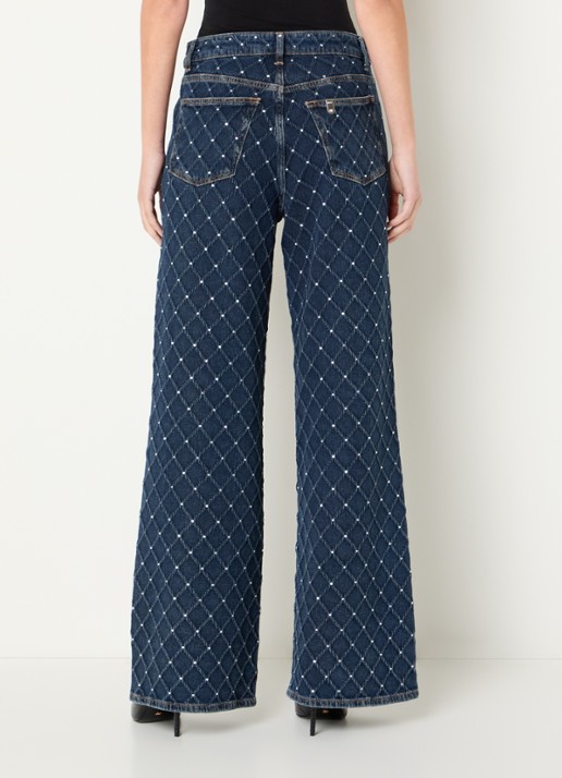 Liu Jo High waist flared jeans met strass en steekzakken - achterkant 3 indigo