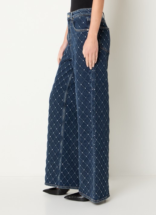 Liu Jo High waist flared jeans met strass en steekzakken - detail 5 indigo