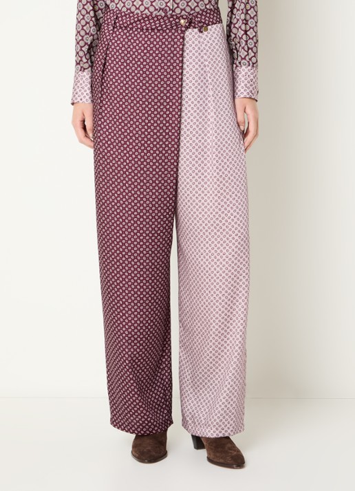 Liu Jo High waist loose fit broek met print en steekzakken - detail 2 aubergine