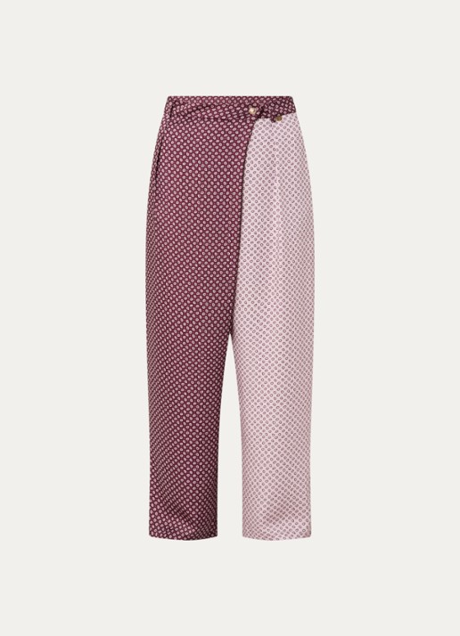 Liu Jo High waist loose fit broek met print en steekzakken - voorkant 3 aubergine