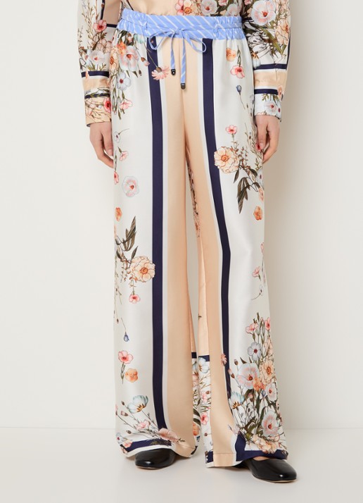 Liu Jo High waist loose fit broek van satijn met bloemenprint