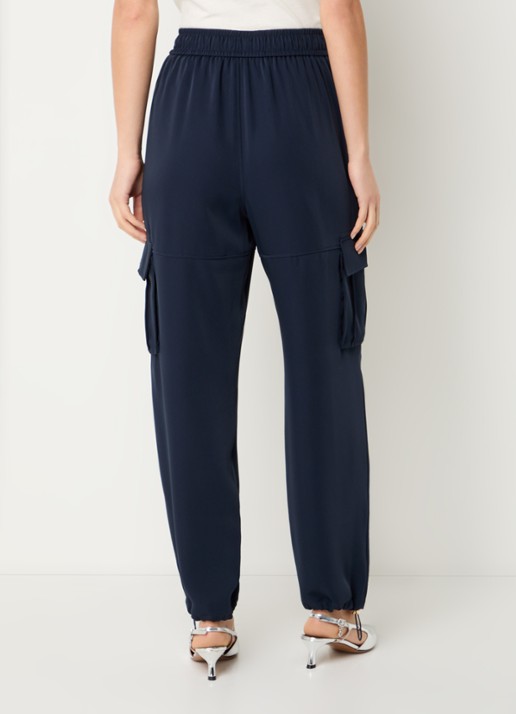 Liu Jo High waist loose fit cargobroek met klepzakken - achterkant donkerblauw