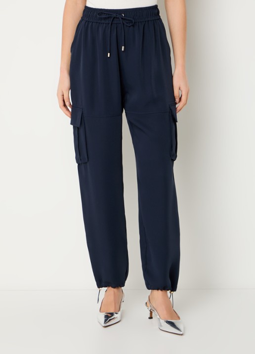 Liu Jo High waist loose fit cargobroek met klepzakken - detail 2 donkerblauw