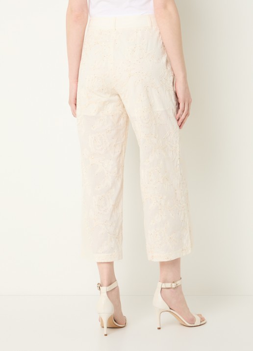 Liu Jo High waist loose fit cropped broek met pailletten - achterkant beige
