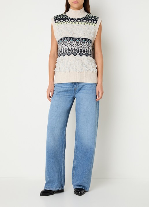 Liu Jo High waist loose fit jeans met asymmetrisch detail - voorkant 2 indigo