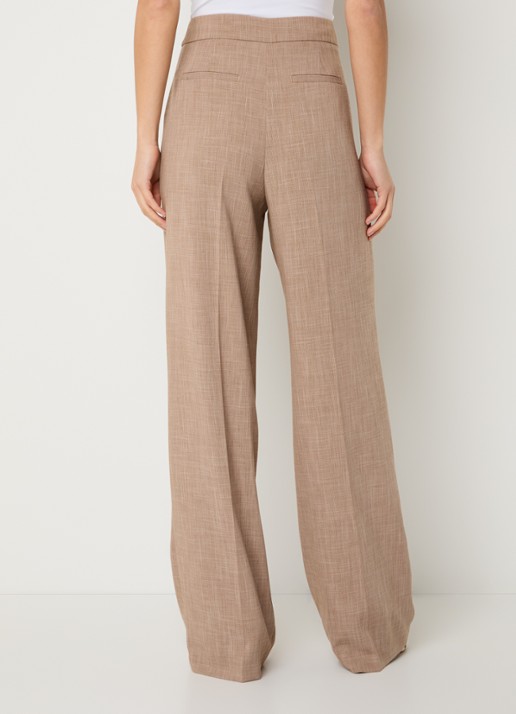 Liu Jo High waist loose fit pantalon met steekzakken en persplooi - achterkant lichtbruin