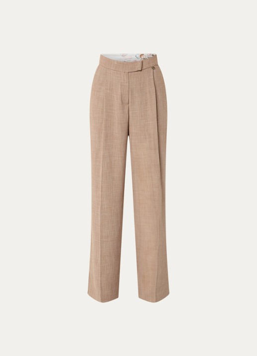 Liu Jo High waist loose fit pantalon met steekzakken en persplooi - voorkant 2 lichtbruin
