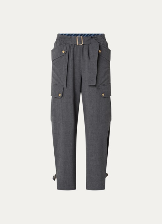 Liu Jo High waist loose fit pantalon met steekzakken - voorkant 3 donkergrijs