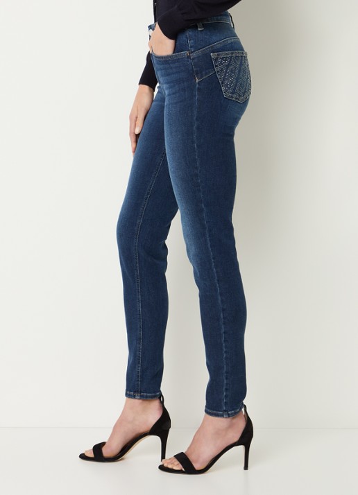 Liu Jo High waist skinny jeans met donkere wassing en strass - detail 5 indigo