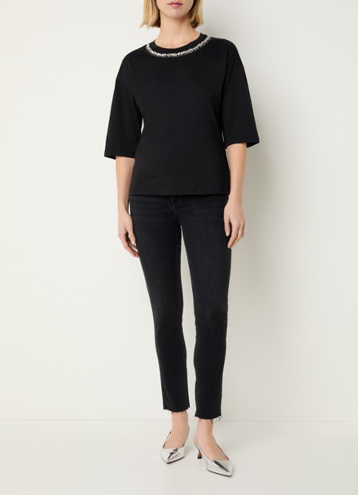 Liu Jo High waist skinny jeans  met gekleurde wassing - voorkant 5 zwart