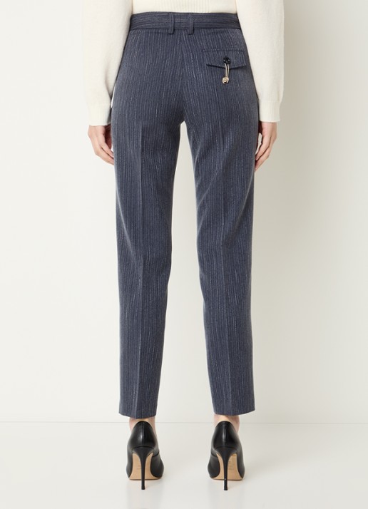 Liu Jo High waist slim fit pantalon met krijtstreep - achterkant 3 indigo