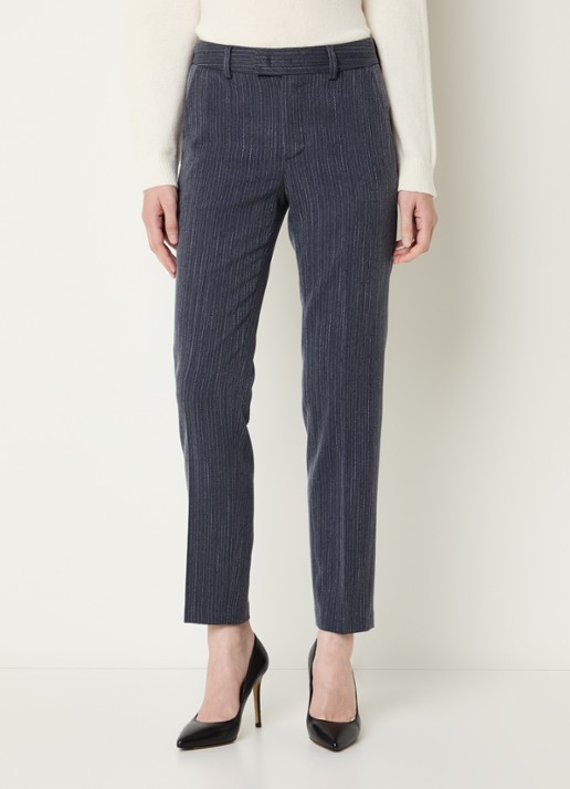 Liu Jo High waist slim fit pantalon met krijtstreep - detail 4 indigo