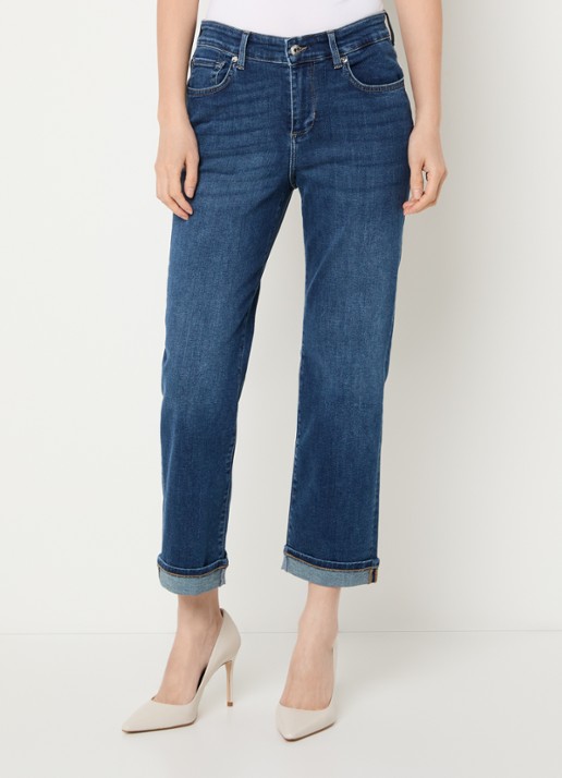 Liu Jo High waist straight fit jeans met donkere wassing en strass