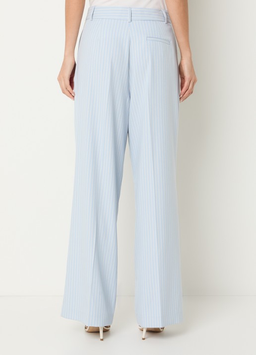 Liu Jo High waist straight fit pantalon met streepprint en lurex - achterkant 2 lichtblauw