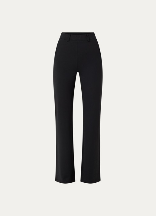 Liu Jo High waist straight fit pantalon met stretch - voorkant 3 zwart