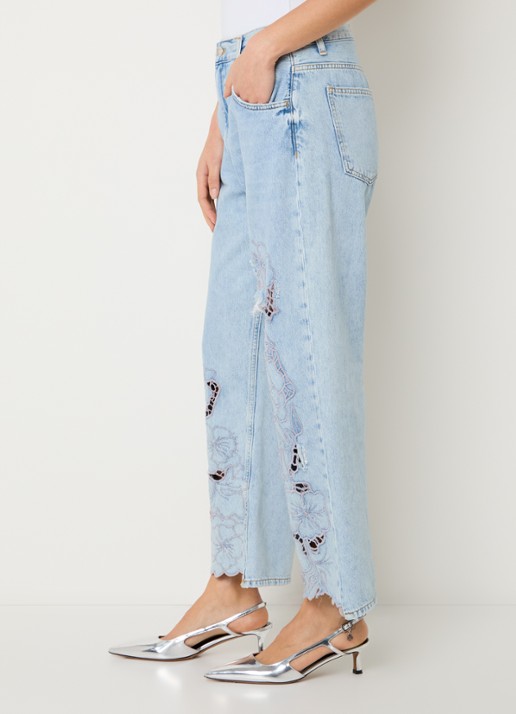 Liu Jo High waist straight leg jeans met broderie - detail 3 indigo