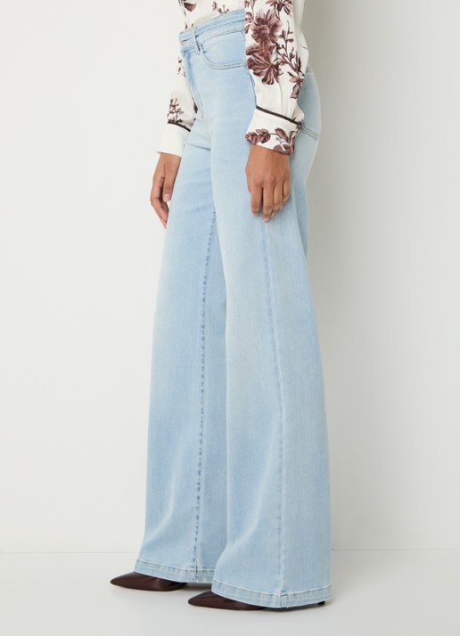 Liu Jo High waist straight leg jeans met gekleurde wassing en ceintuur - detail 3 lichtblauw