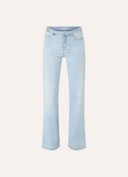 Liu Jo High waist straight leg jeans met gekleurde wassing en ceintuur - voorkant 4 lichtblauw