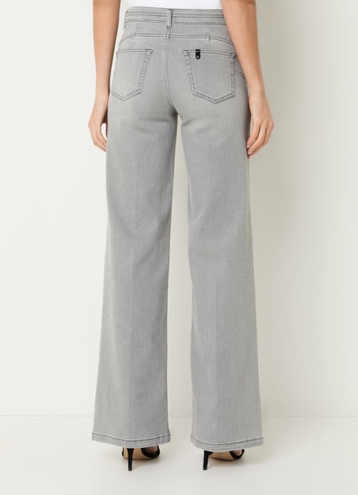 Liu Jo High waist straight leg jeans met gekleurde wassing en ceintuur - achterkant 3 lichtgrijs