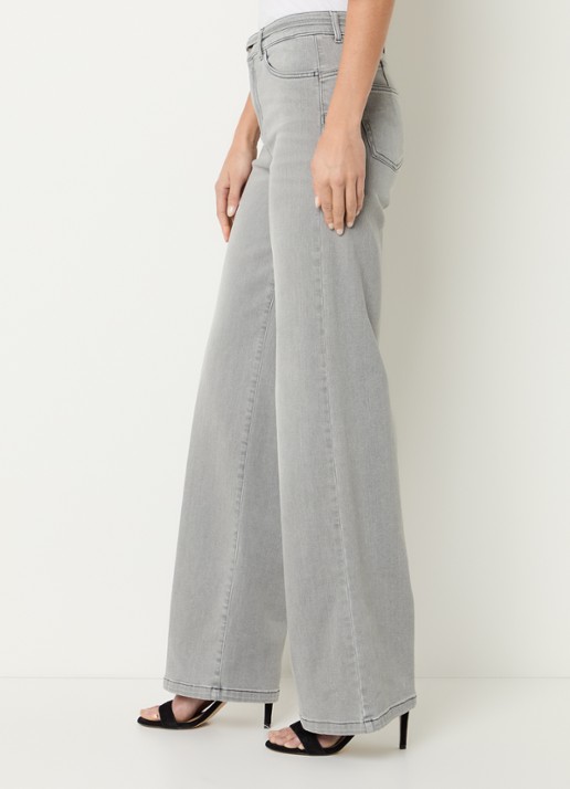 Liu Jo High waist straight leg jeans met gekleurde wassing en ceintuur - detail 2 lichtgrijs