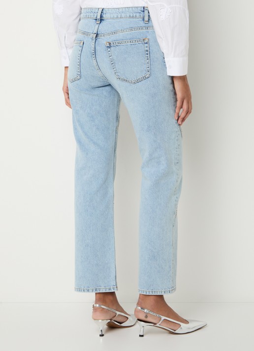 Liu Jo High waist straight leg jeans met lichte wassing - achterkant 5 indigo