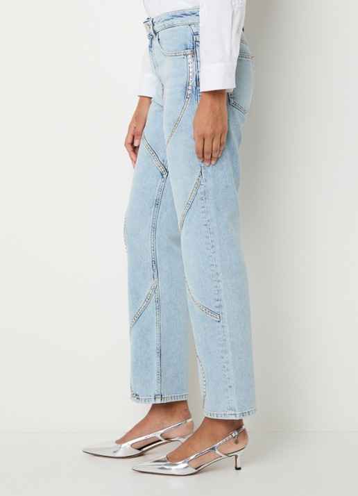 Liu Jo High waist straight leg jeans met lichte wassing - detail 4 indigo