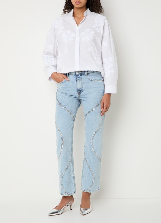 Liu Jo High waist straight leg jeans met lichte wassing - voorkant 2 indigo