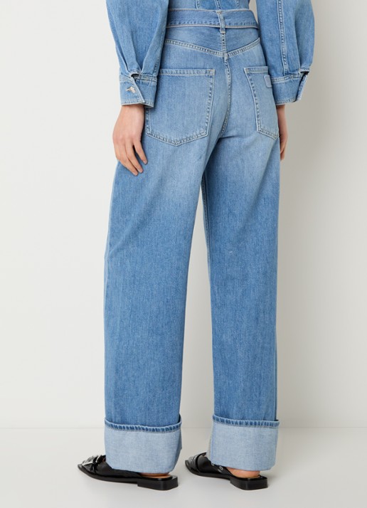 Liu Jo High waist straight leg jeans met lichte wassing - achterkant 5 indigo