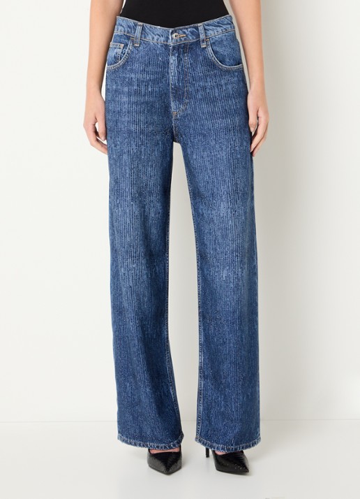 Liu Jo High waist straight leg jeans met strass en steekzakken