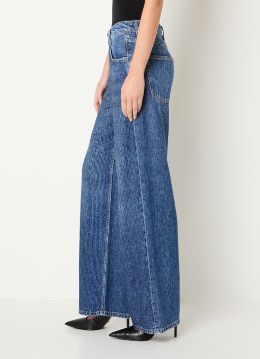 Liu Jo High waist straight leg jeans met strass en steekzakken - detail 5 indigo