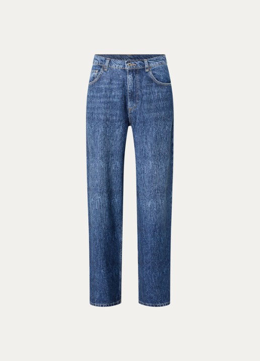 Liu Jo High waist straight leg jeans met strass en steekzakken - voorkant 2 indigo