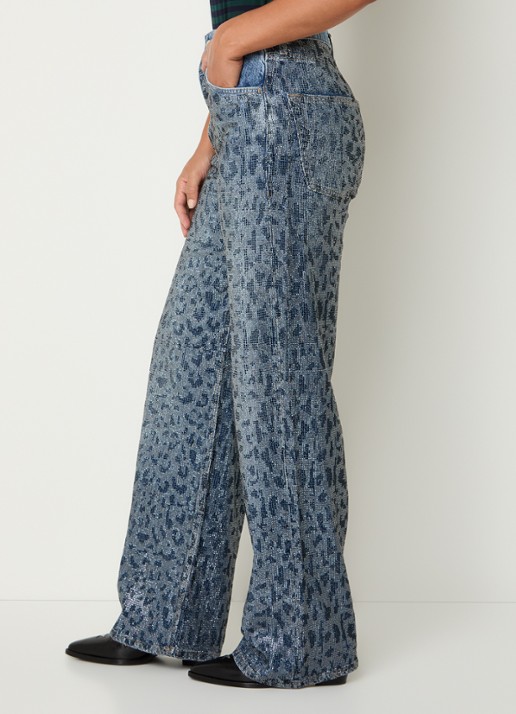 Liu Jo High waist straight leg jeans met strass - detail 2 indigo
