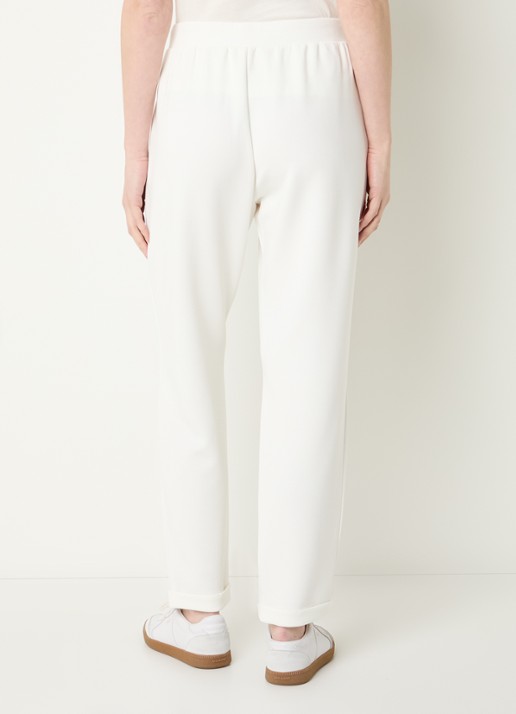 Liu Jo High waist tapered fit broek met logo en strass - achterkant 3 gebroken wit