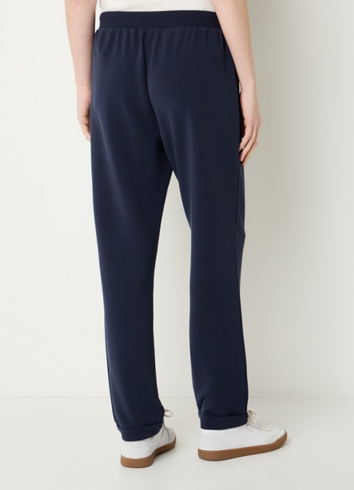 Liu Jo High waist tapered fit broek met logo en strass - achterkant 3 donkerblauw